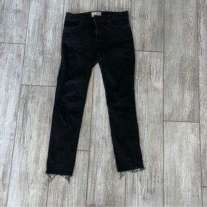 Free People Black Jeans with Frayed Hem